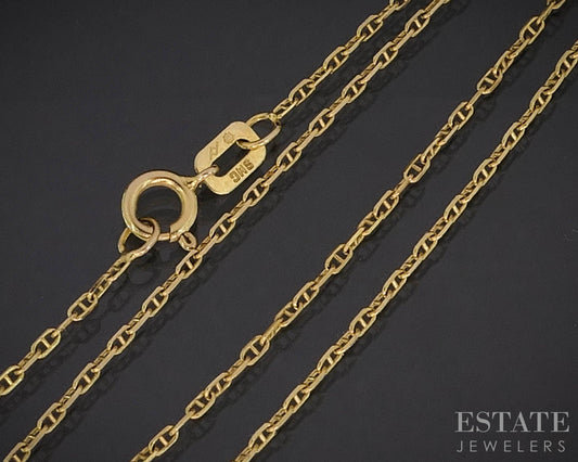 14k Yellow Gold 1mm Anchor Chain Link Ladies Necklace 1.2g 18"L p85239