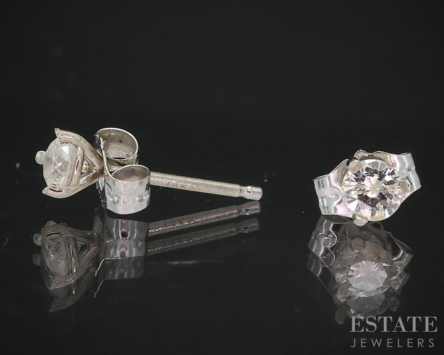 14k White Gold Round Natural .20ctw Diamond Martini Stud Earrings i19579