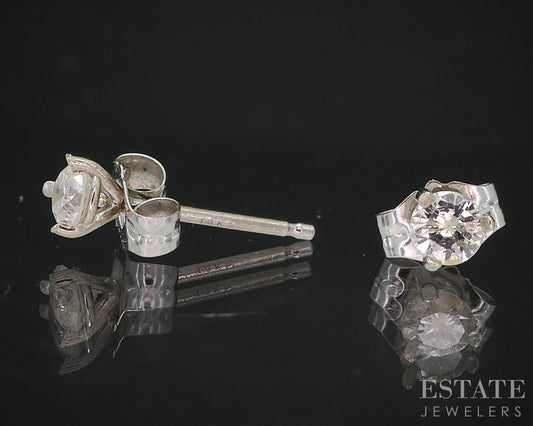 14k White Gold Round Natural .20ctw Diamond Martini Stud Earrings i19579