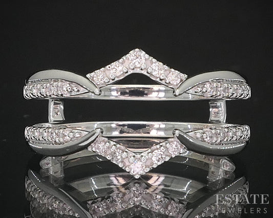10k White Gold Natural .09ctw Diamond Ladies Wedding Jacket 2.7g i19567