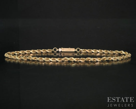 14k Yellow Gold 2.7mm Rope Chain Link Ladies Bracelet 5.3g 8"L i19564