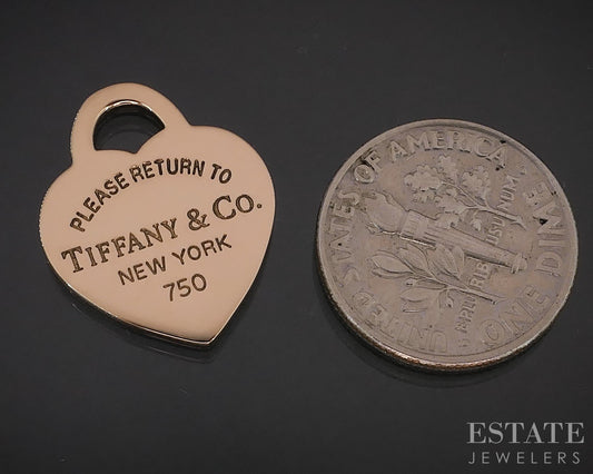 18k Rose Gold Tiffany & Co. Return To Tiffany Heart Tag Charm Pendant 3g p85246