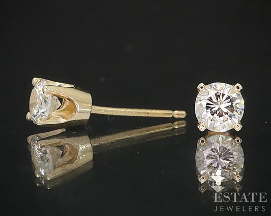 14k Yellow Gold Round Natural .40ctw Diamond Stud Earrings i19578