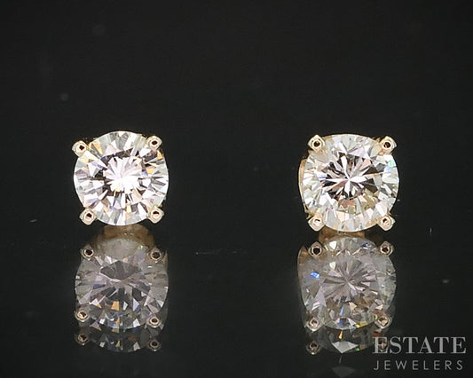 14k Yellow Gold Round Natural .40ctw Diamond Stud Earrings i19578