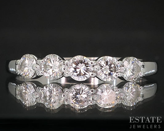 Platinum Round Natural .40ctw Diamond 5-Stone Ladies Wedding Band 2.8g i19572