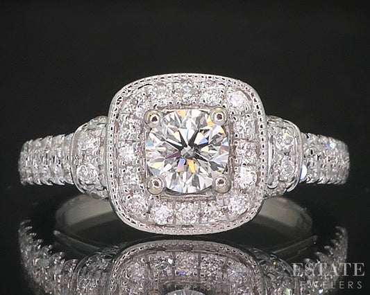 14k White Gold Round Natural .56ctw Diamond Vera Wang Engagement Ring 3g i19577