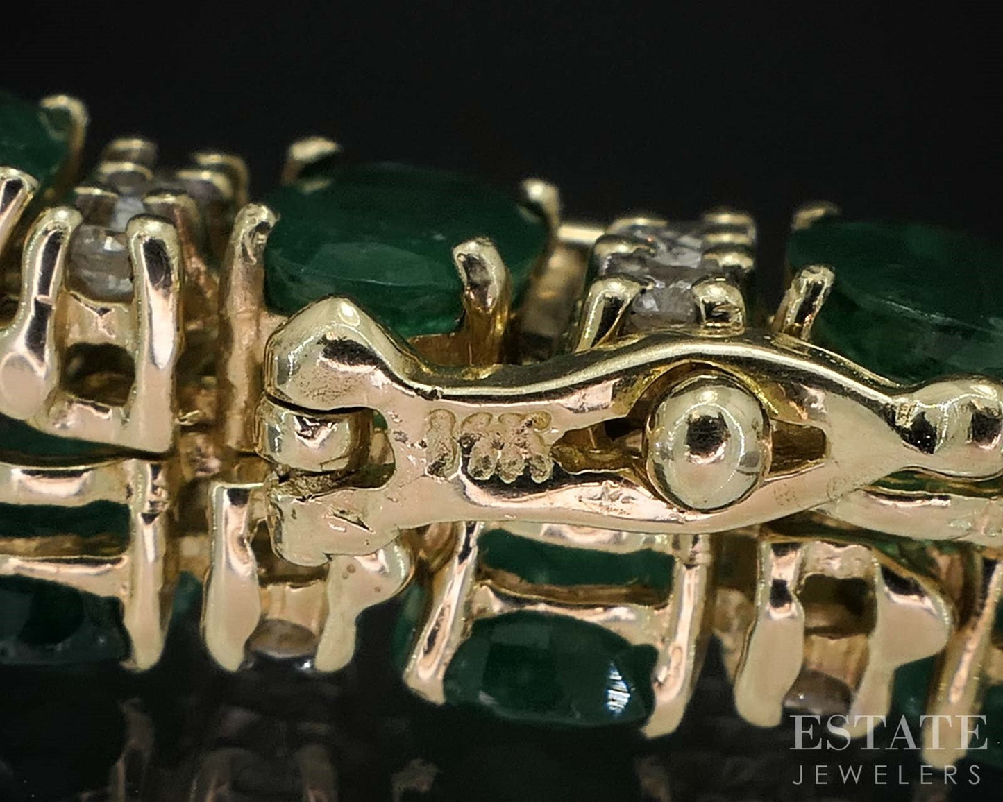 14k Yellow Gold Natural Emerald & Diamond Tennis Bracelet 19.5g 8"L i19588b