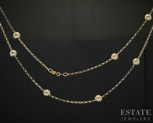 14k Yellow Gold 5.8mm Beaded Cable Chain Link Ladies Necklace 2.3g 18"L i19600b
