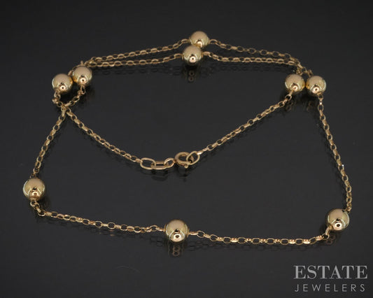 14k Yellow Gold 5.8mm Beaded Cable Chain Link Ladies Necklace 2.3g 18"L i19600b