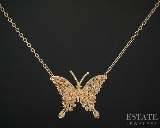 14k Yellow Gold Butterfly Ladies Necklace 1.6g 16.5"L i19598b