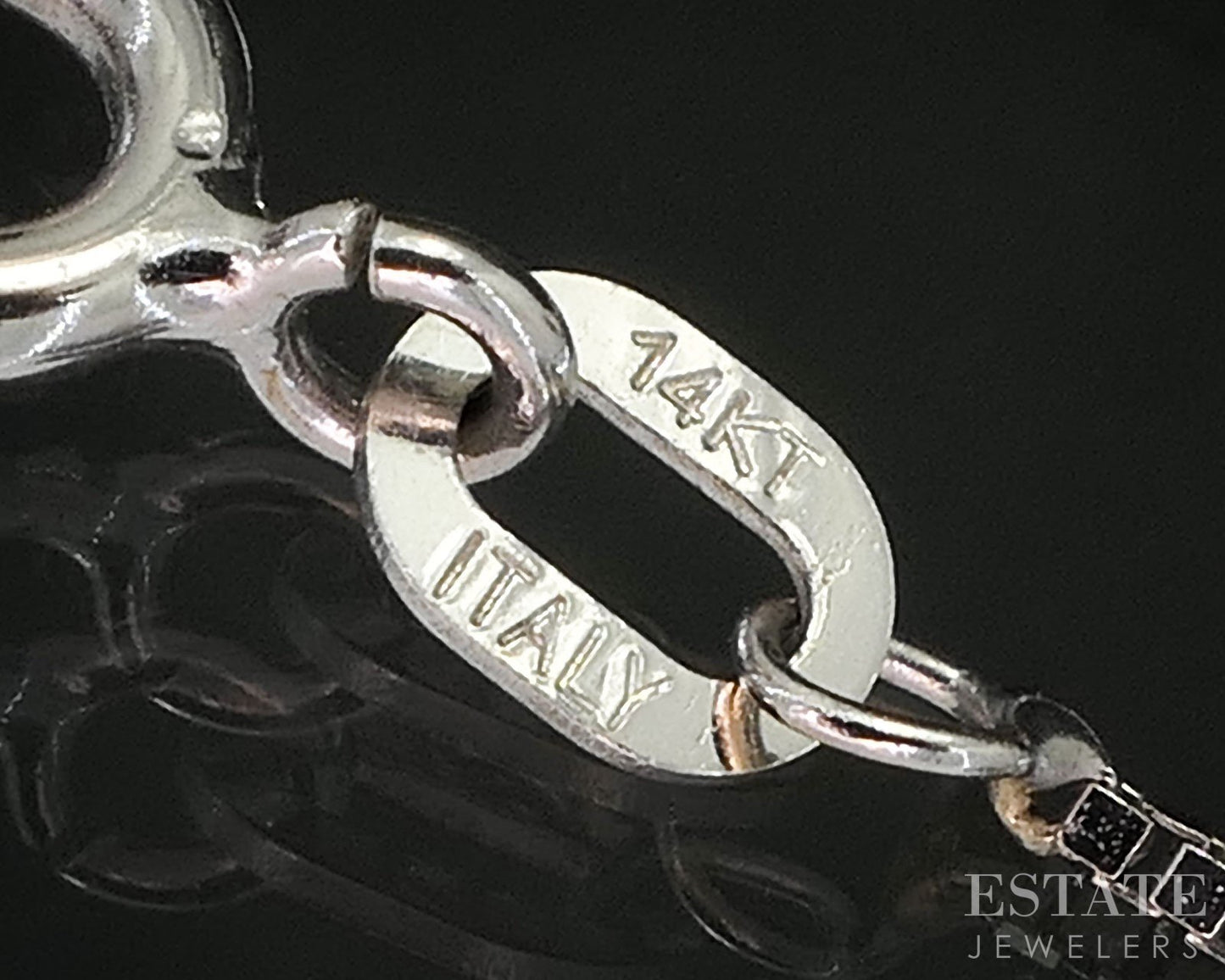 14k White Gold Marquise .12ct Diamond Solitaire Necklace 2.5g 18"L i19591b