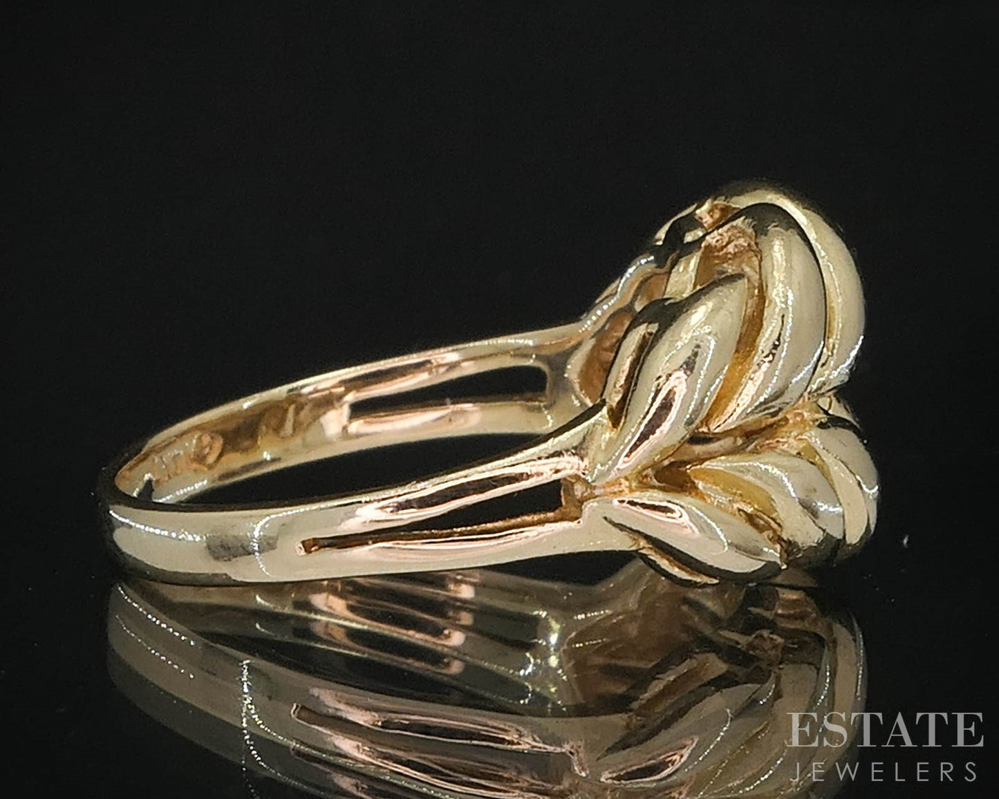 Vintage 14k Yellow Gold Puffy Leaf Ladies Band Ring 4.3g i19610b