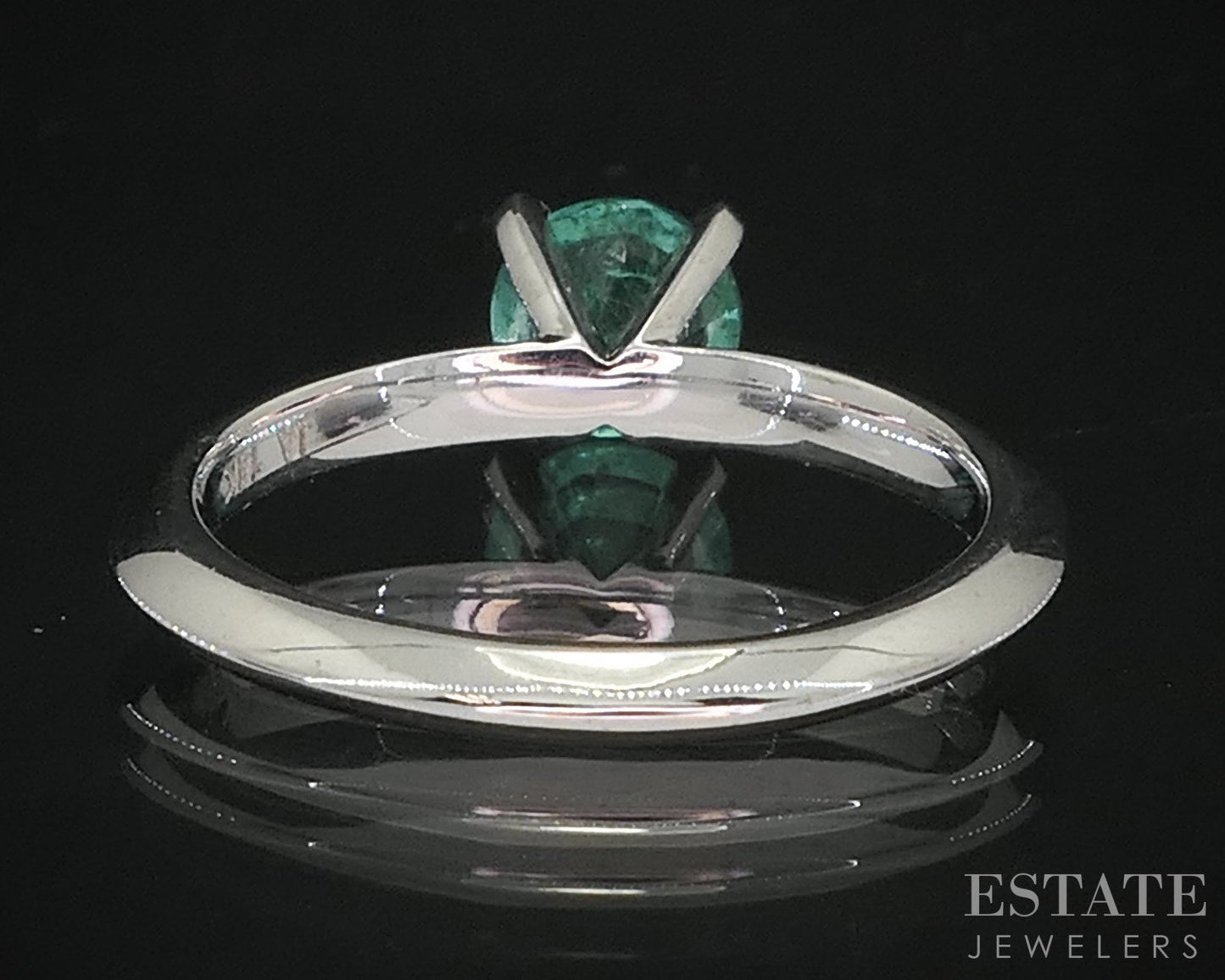 14k White Gold IGI Round Natural .64ct Emerald Solitaire Ring 2.8g p85476b