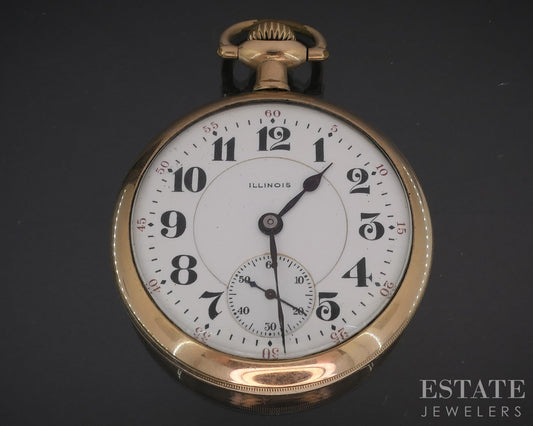 Antique Gold Filled Illinois 706 Overland Special 19j Pocket Watch i19624