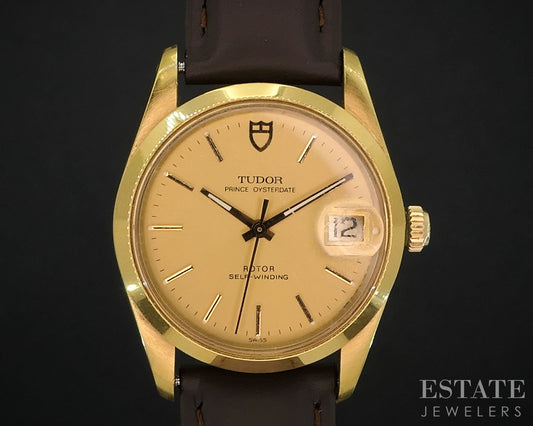 1984 Tudor Prince Oysterdate 74001 Rolex Gold Stick Dial Mens Watch i19623
