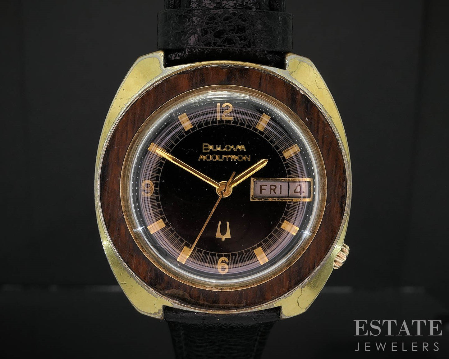 Vintage 1973 Bulova Accutron Day Date Woody Mens Watch i19613