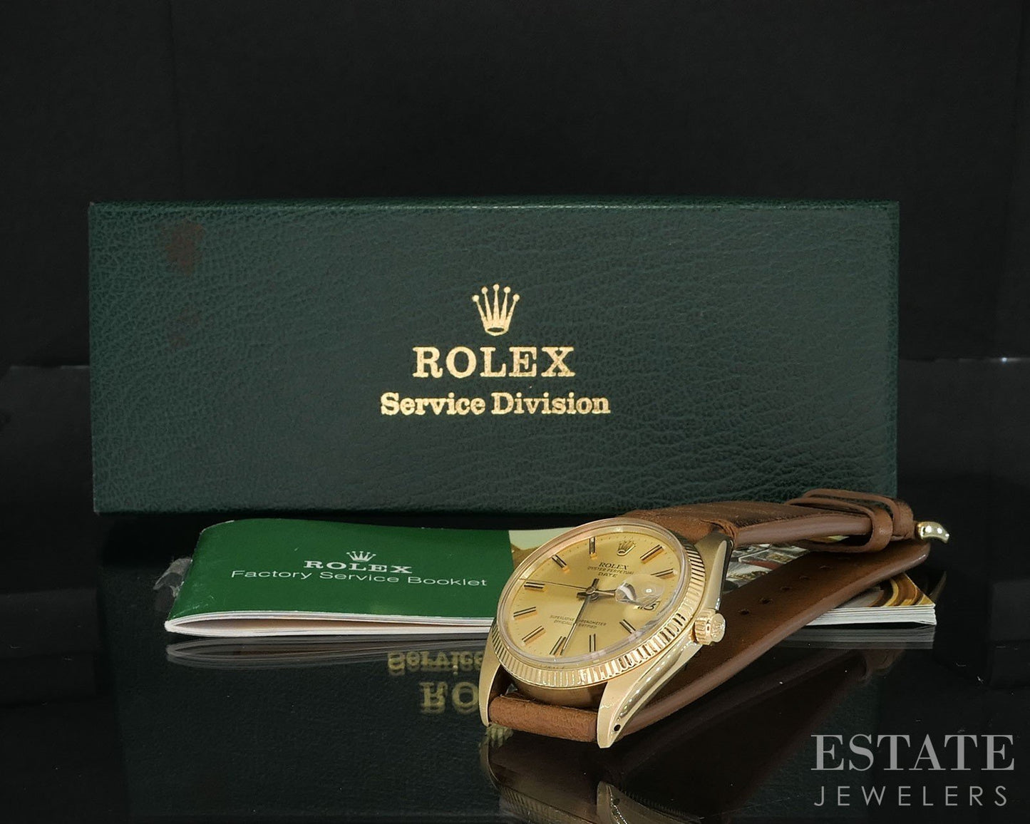 1979 Rolex Oyster Perpetual Date 14k Yellow Gold 1500 Mens Watch i19621