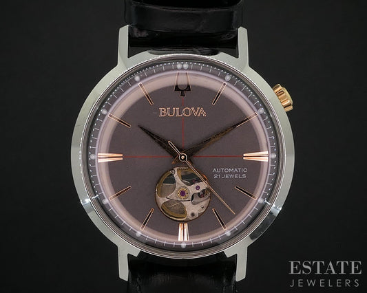 Bulova Aerojet Automatic Skeleton Dial 98A187 Stainless Mens Watch i19289