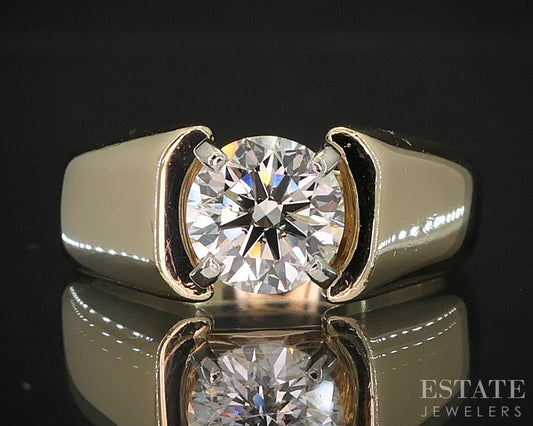 14k Yellow Gold Round Natural .85ct Diamond Solitaire Engagement Ring 7g i19644