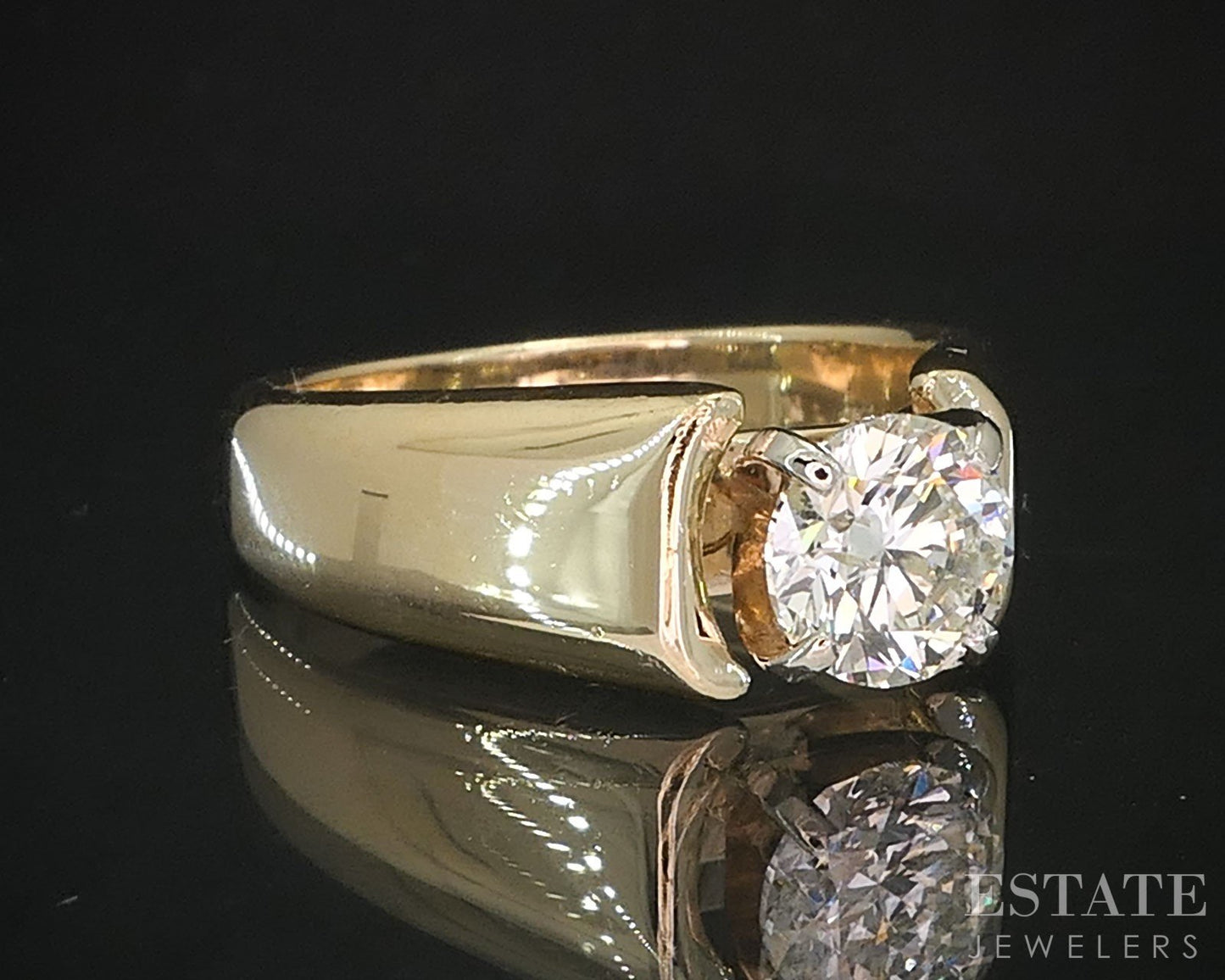 14k Yellow Gold Round Natural .85ct Diamond Solitaire Engagement Ring 7g i19644