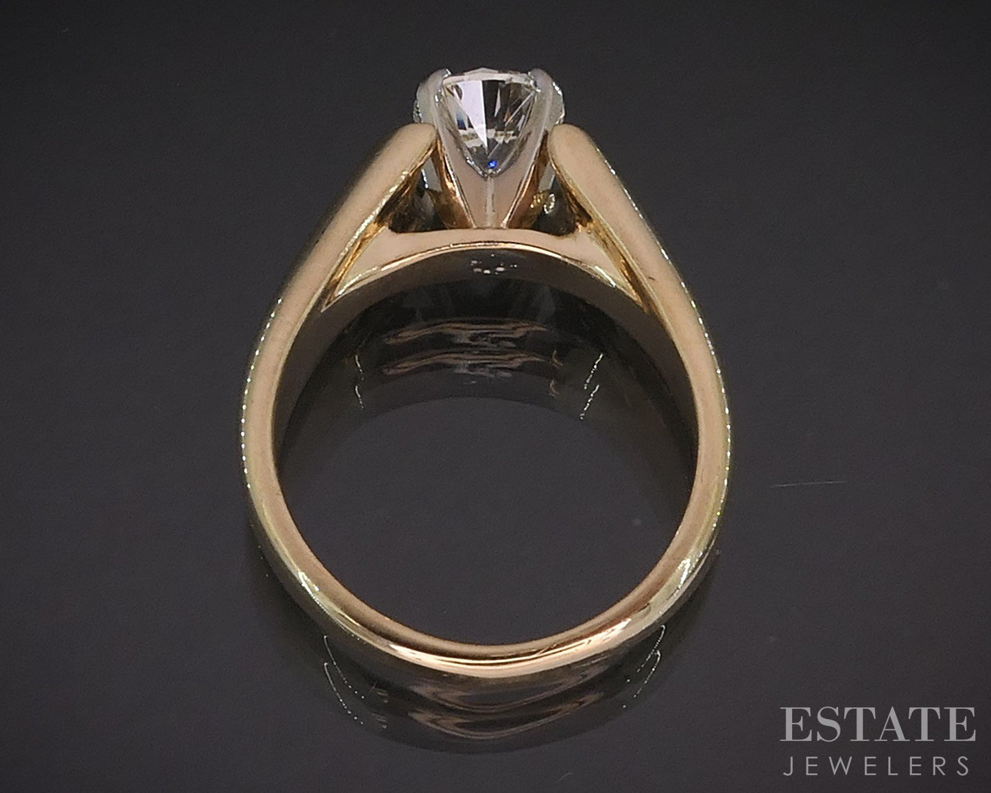 14k Yellow Gold Round Natural .85ct Diamond Solitaire Engagement Ring 7g i19644