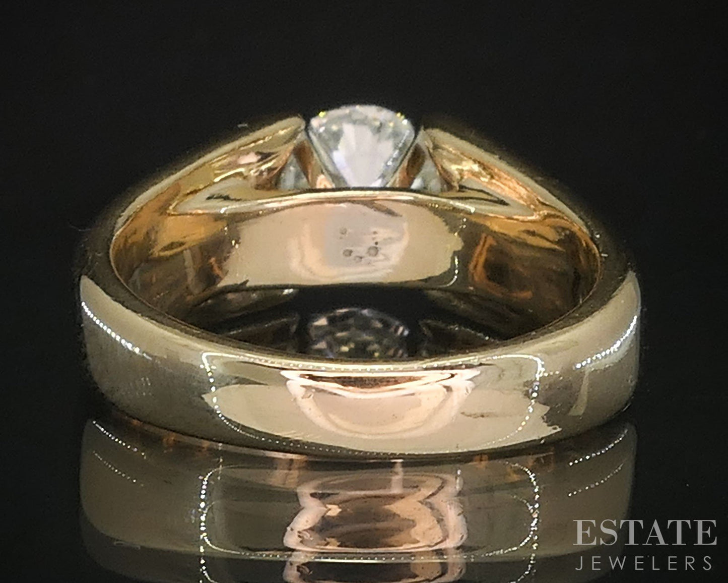 14k Yellow Gold Round Natural .85ct Diamond Solitaire Engagement Ring 7g i19644