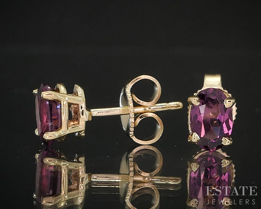 14k Yellow Gold Oval Natural .80ctw Pink Tourmaline Stud Earrings i19584