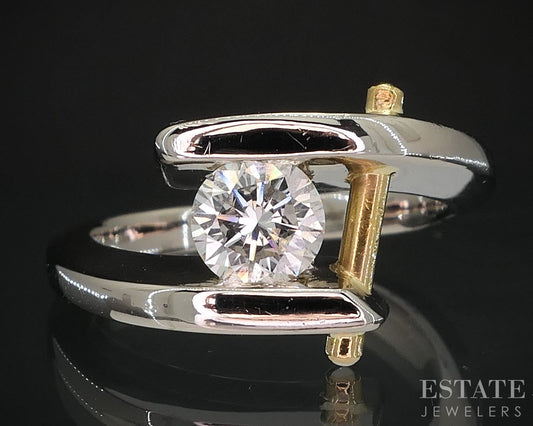 18k & 24k Two Tone Gold Round GIA Natural .70ct Diamond Solitaire Ring 9g i19645