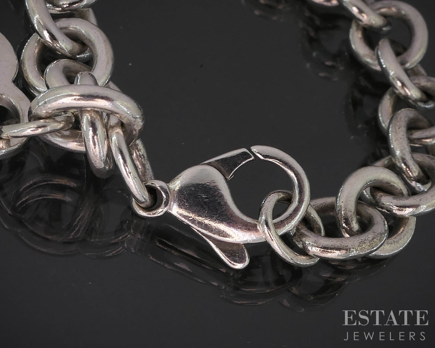 Sterling Tiffany & Co. Heart Tag Cable Chain Ladies Bracelet 34.9g 7.75"L i19638