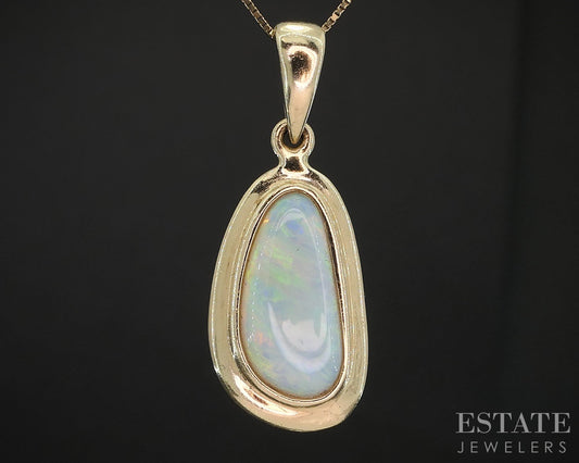 14k/10k Yellow Gold Natural Opal Freeform Ladies Necklace 2.2g 18"L i19628