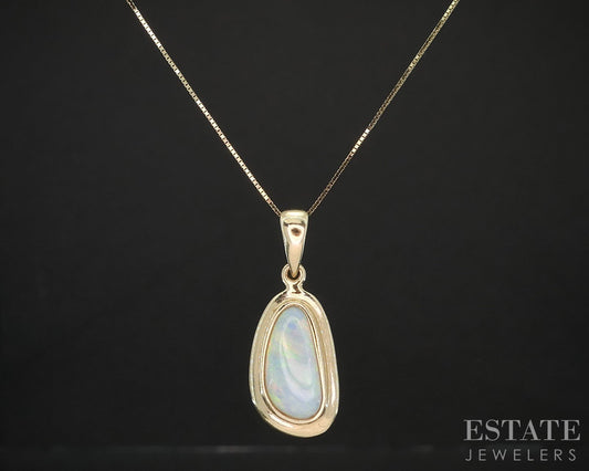14k/10k Yellow Gold Natural Opal Freeform Ladies Necklace 2.2g 18"L i19628