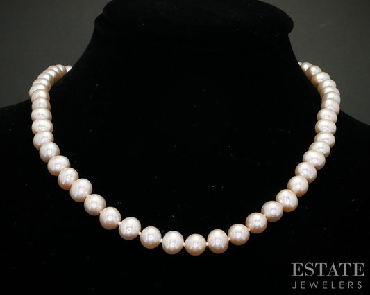 14k Yellow Gold 8.6mm Rose Colored Freshwater Pearl Ladies Necklace 18"L i19514b