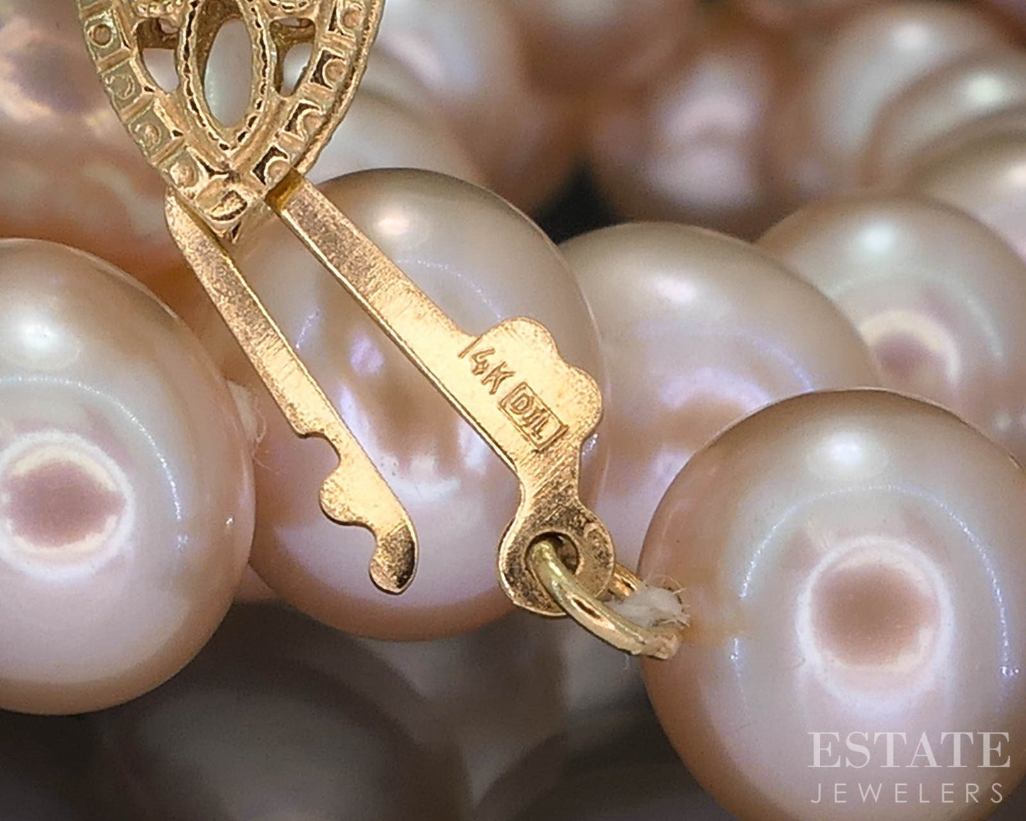 14k Yellow Gold 8.6mm Rose Colored Freshwater Pearl Ladies Necklace 18"L i19514b