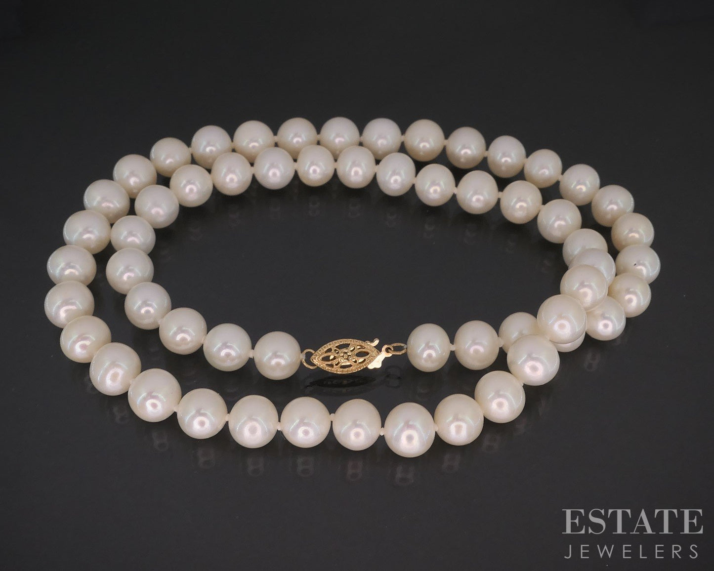 14k Yellow Gold 8.1mm Freshwater Pearl Ladies Necklace 17.5"L i19669b