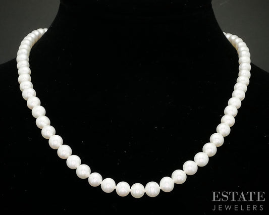14k White Gold 6.7mm Freshwater Pearl Ladies Necklace 18"L i19668b
