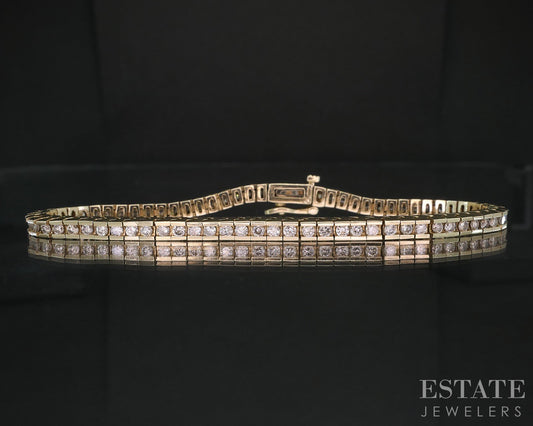 14k Yellow Gold Natural 2ctw Diamond Tennis Bracelet 15.4g 7.25"L i19655b