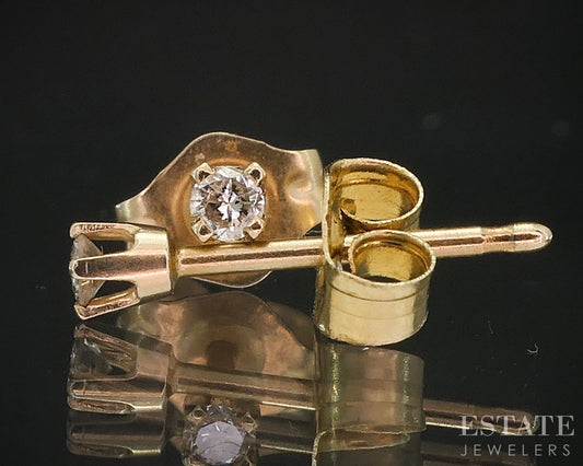 14k Yellow Gold Round Natural .05ctw Diamond Stud Earrings i19654b