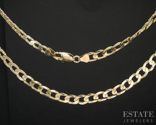 14k Yellow Gold 6mm Flat Curb Chain Link Mens Necklace 24.9g 20"L i19651b