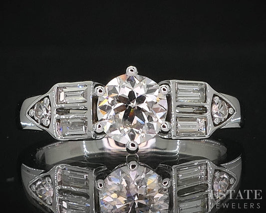 Custom 14k White Gold OEC Natural .65ct Diamond Engagement Ring 3.6g i19666