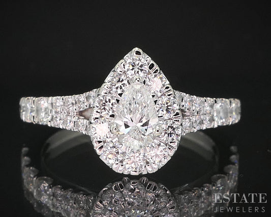 14k White Gold GSI Pear Lab Created 1ctw Diamond Engagement Ring 3.5g i19688b