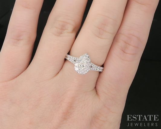 14k White Gold GSI Pear Lab Created 1ctw Diamond Engagement Ring 3.5g i19688b