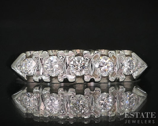 Vintage 14k White Gold Natural .20ctw Diamond Ladies Wedding Band 2.7g i19694b