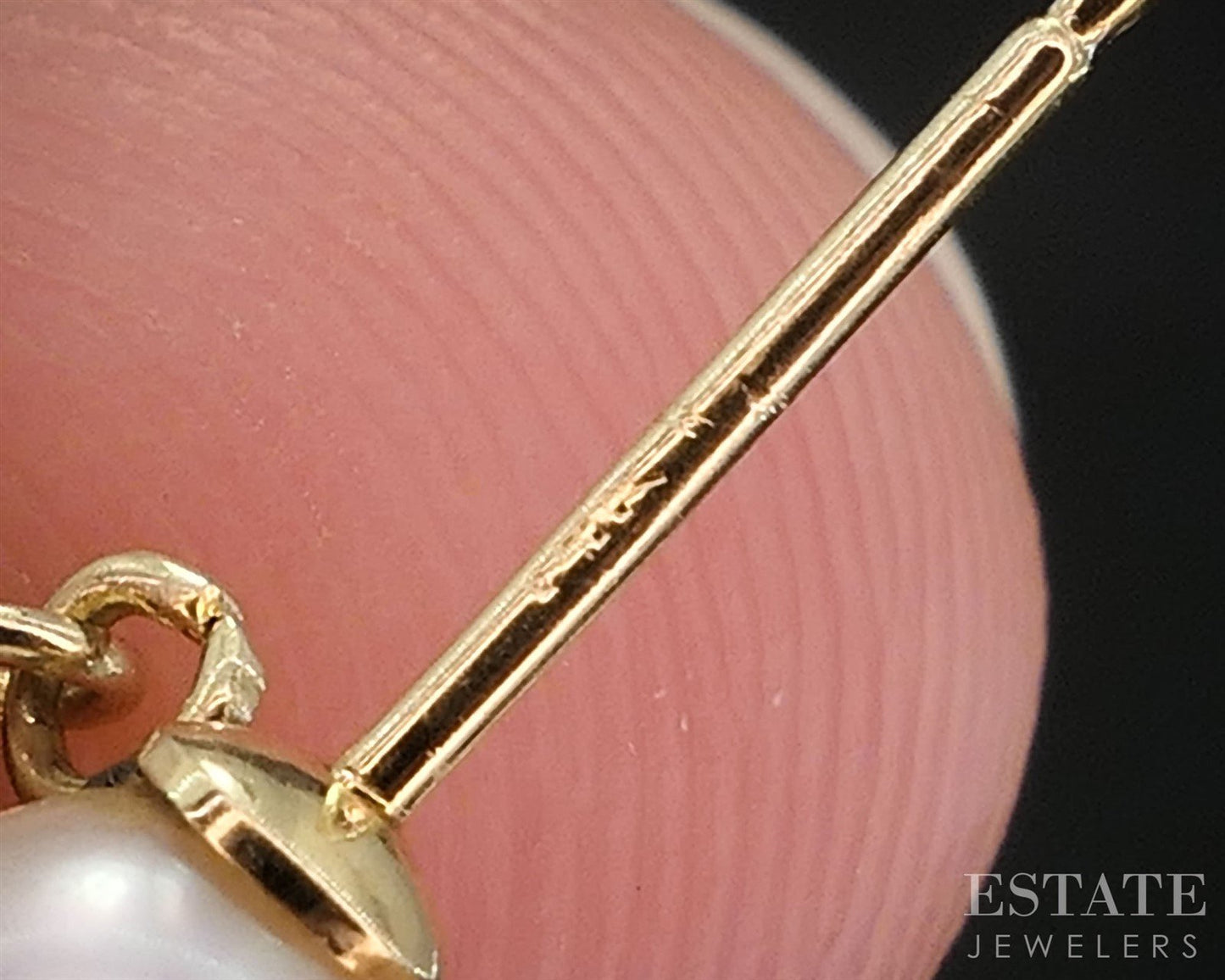 Vintage 14k Yellow Gold Cultured Pearl & Diamond Dangle Earrings 1.9g i19706b