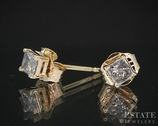 14k Yellow Gold Princess Natural .25ctw Diamond Stud Earrings i19702b