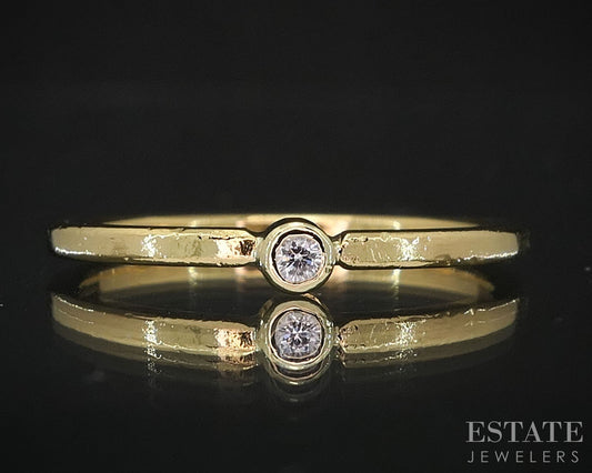 22k Yellow Gold Natural .02ct Diamond Ladies Band Ring 2.3g i19703b