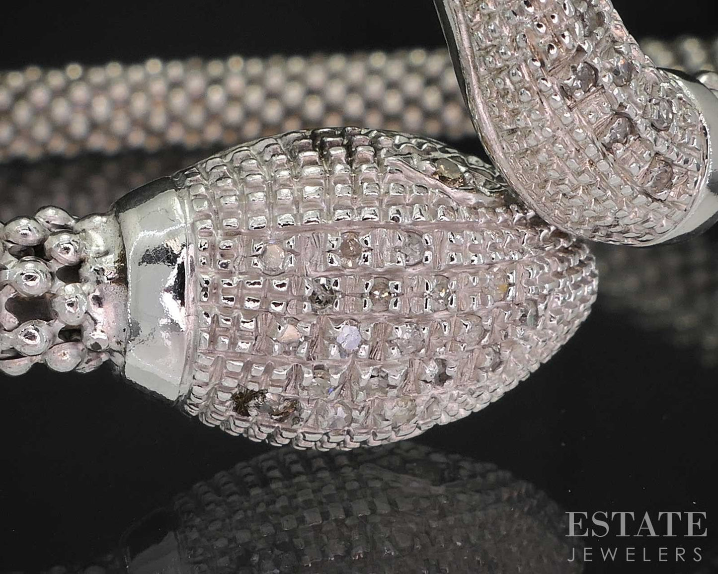 Sterling Silver Natural Yellow & White Diamond Snake Bangle Bracelet 19g i19716