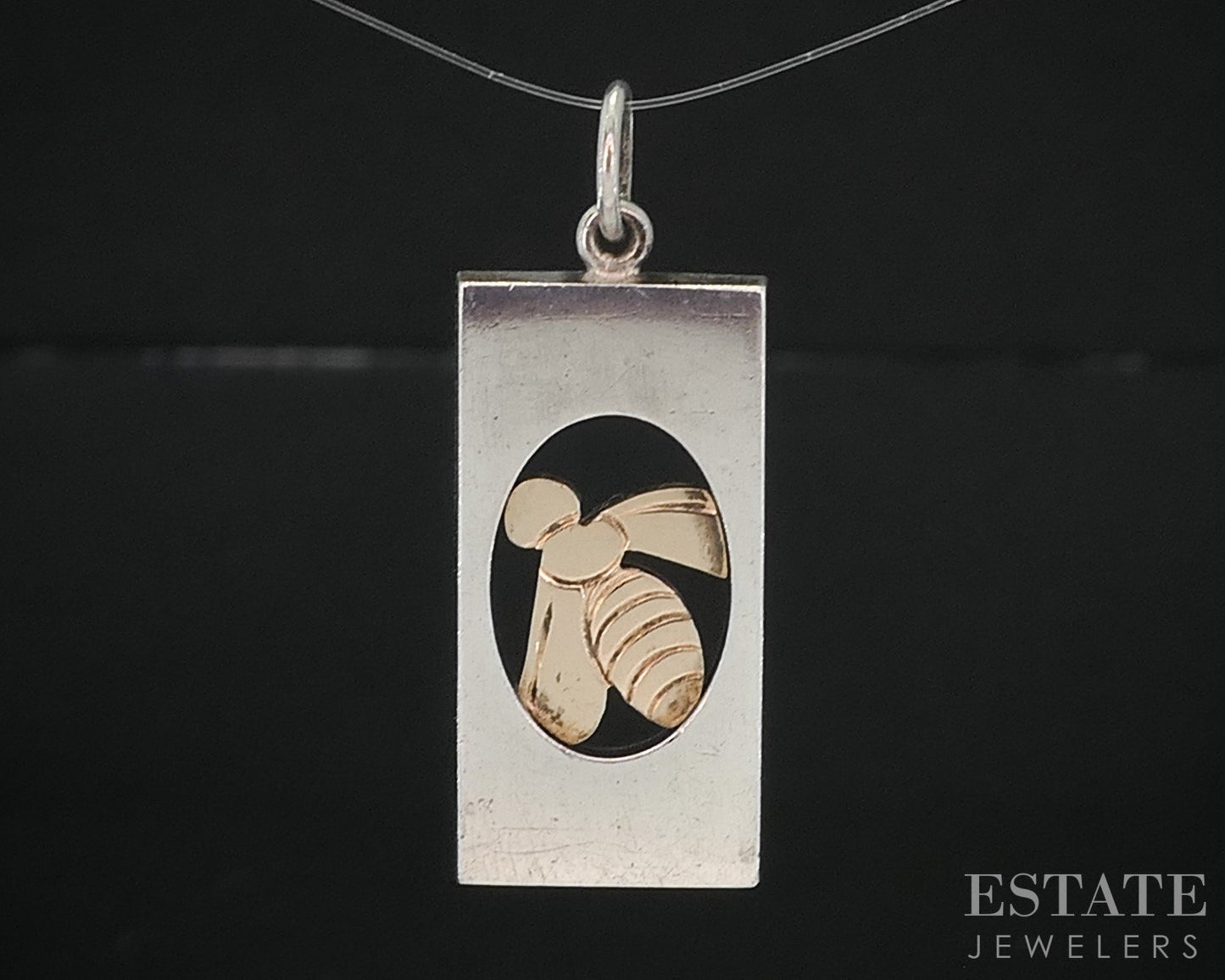 Sterling Elis Kauppi Kupittan Kulta Finland Bee Frame Charm Pendant 4g i19733
