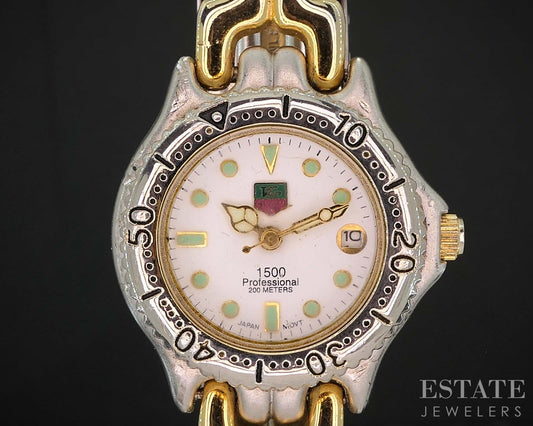 Vintage Tag Heuer Professional 1500 Two Tone Stainless Ladies Watch i19717
