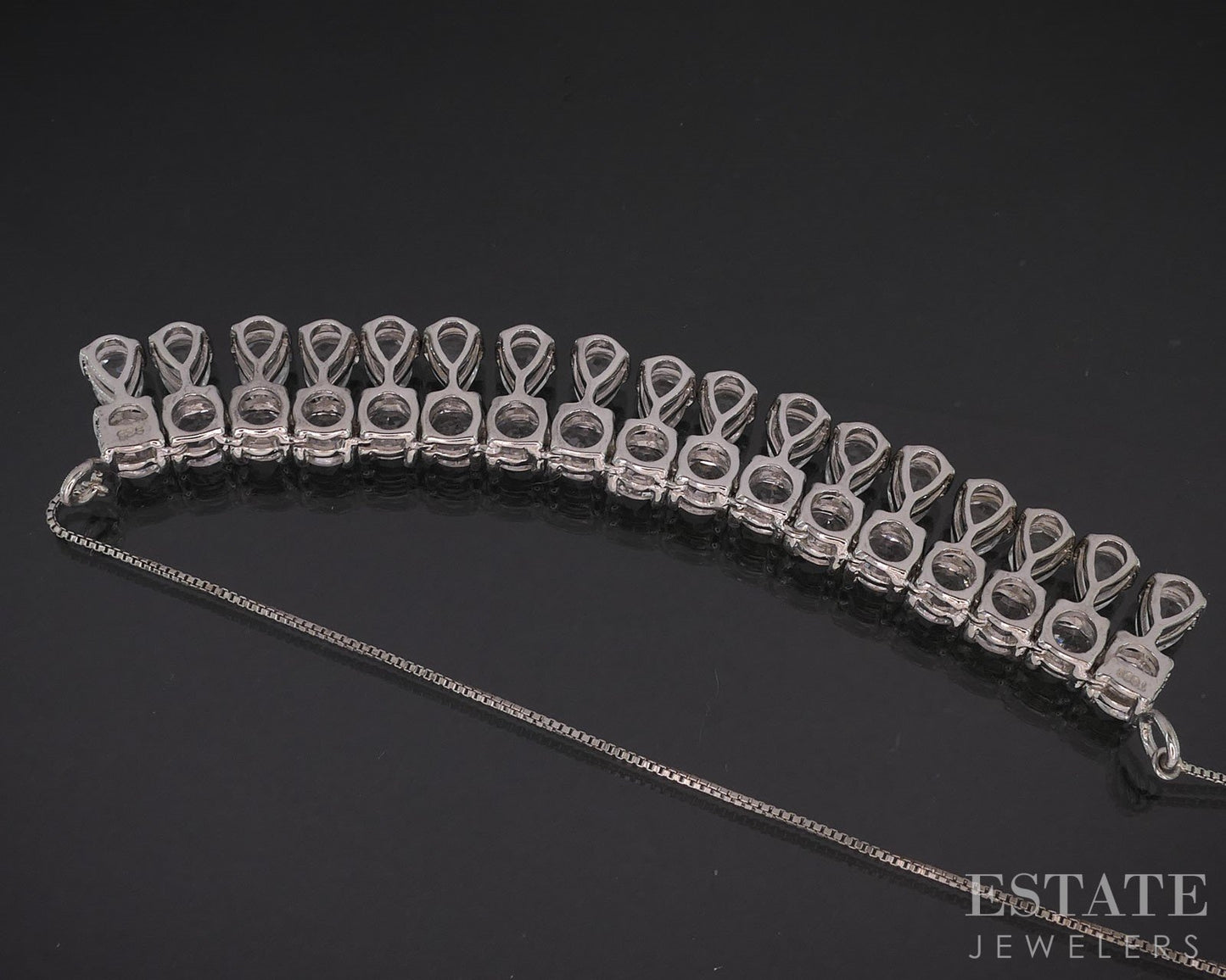 Sterling Silver Natural White Topaz Ladies Collar Necklace 15.1g 18.5"L i19727