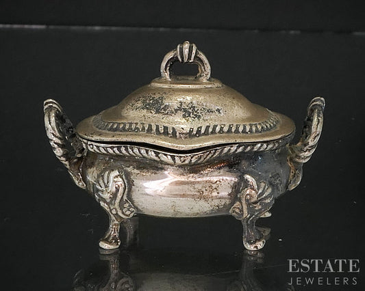 Sterling Silver Dollhouse Minature Covered Serving Tray Dish 39.8g i19715
